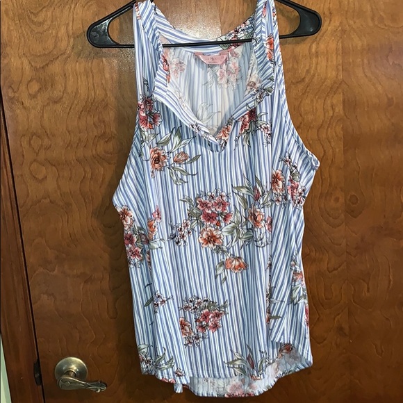 SJS Tops - striped/floral tank size: 2X